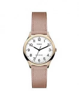 Timex Timex Easy Reader 32Mm Rose Gold Leather Strap Watch