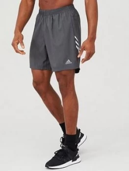 Adidas 3 Stripe Run It 7" Running Shorts - Grey