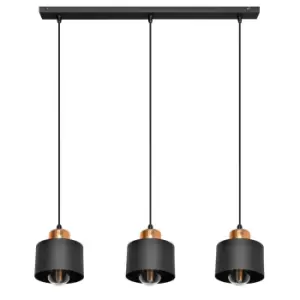 Edison Straight Bar Pendant Ceiling Light Black, Copper 12cm