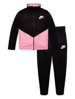 Nike Sportswear Older Girls Futura Tracksuit - Black/Pink