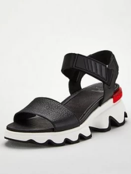SOREL Kinetic Sporty Low Leather Wedge Sandal - Black, Size 6, Women