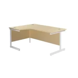 1600X1200 Single Upright Left Hand Radial Desk Maple - White + Desk High Ped