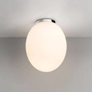 1 Light Bathroom Flush Globe Ceiling Light White Glass IP44, E27