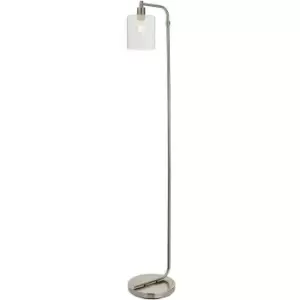 1.5m Curved Floor Lamp Brushed Nickel & Glass Shade Free Standing Living Room