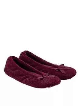 TOTES Popcorn Ballet Slipper with Bow - Burgundy, Size 7-8, Women