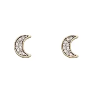 Moon Diamond Yellow Gold Stud Earrings GE2311
