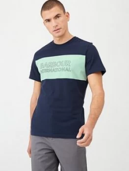 Barbour International Panel Logo T-Shirt - Navy, Size 2XL, Men