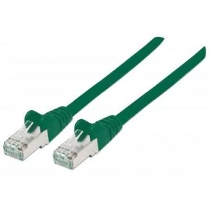 Intellinet Network Patch Cable Cat6A 15m Green Copper S/FTP LSOH / LSZH PVC RJ45 Gold Plated Contacts Snagless Booted Polybag