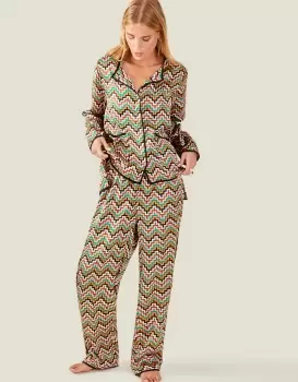 Accessorize Womens Firenzo Zig Zag Stripe Pyjama Set Multi, Size: XL