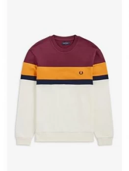 Fred Perry Colourblock Sweatshirt, Mahogany, Size S, Men