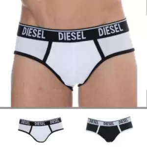Diesel 2-Pack Contrast Cotton Briefs - Black - White L