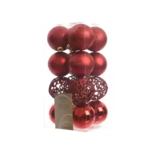 Kaemingk Shatterproof Baubles (Pack Of 16) (16 x 60mm) (Christmas Red)