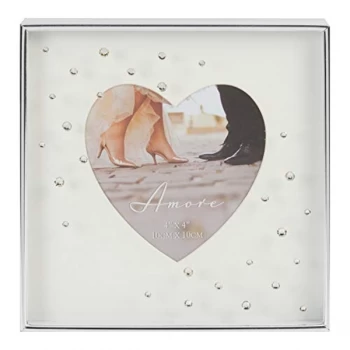 4" x 4" - Amore By Juliana Silver Heart Frame with Crystals