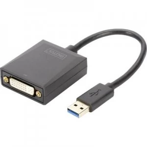 Digitus DA-70842 DVI / USB 3.2 Gen 1 (USB 3.0) Adapter [1x USB 3.2 1st Gen connector A (USB 3.0) - 1x DVI socket 29-pin] Black Shielded 15.00 cm