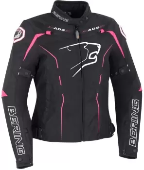 Bering Kaloway Ladies Motorcycle Textile Jacket, black-pink, Size M for Women, black-pink, Size M for Women