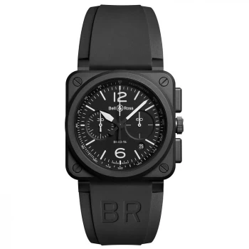Bell & Ross Br-03 Mens Ion Plated Chronograph Strap Watch