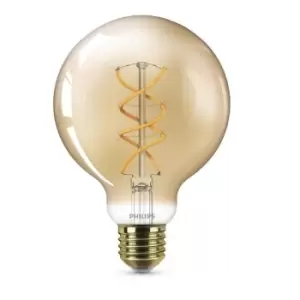 Philips 5W Vintage Gold LED E27 Globe Spiral Filament - Amber Warm White - 929001392101