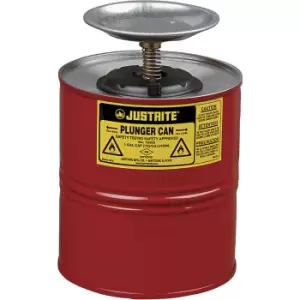 Justrite Plunger can, sheet steel, zinc plated and painted, capacity 4 l