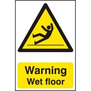 ASEC Warning Wet Floor 200mm x 300mm PVC Self Adhesive Sign