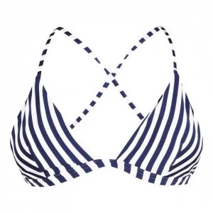 Jack Wills Ambrase Triangle Bikini Top - Pink Navy Strip