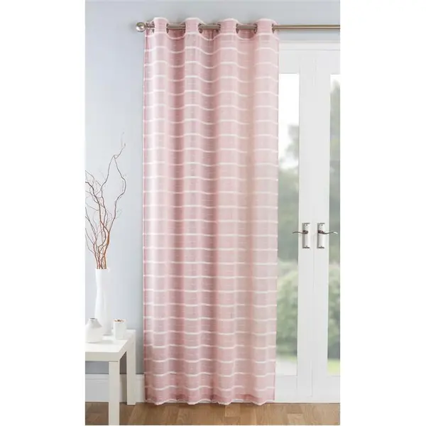 Tyrone Textiles Antigua Stripe Chenille Linen Look Eyelet Panel - Pink 55x54in