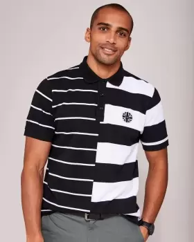 Cotton Traders Mens Supporters Short Sleeve Panelled Polo Shirt in Black