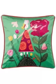 Flower Girl Piped Velvet Polyester Filled Cushion