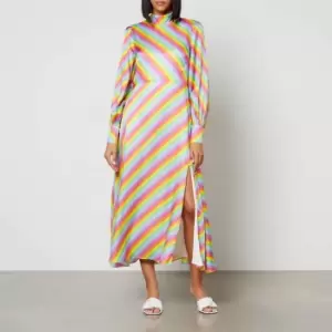 Olivia Rubin Nessie Printed Satin Midi Dress - UK 12