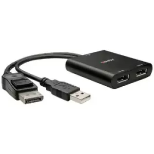 LINDY 38427 Mini DisplayPort / USB / DisplayPort Converter [2x Mini DisplayPort plug, USB-A - 2x DisplayPort socket] Black