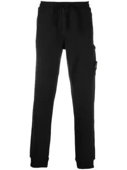 STONE ISLAND Tapered Fleece Track Trousers Black