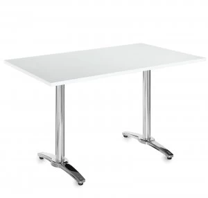 Roma Rectangular Table With 4 Leg Chrome Base 1300mm x 800mm - White