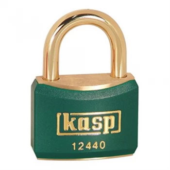 Kasp 40mm Brass Padlock with Green Plastic Coating