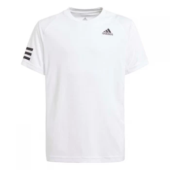 adidas Basic Club 3 Stripe T Shirt - White/Black