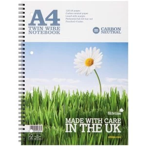 Silvine A4 Notebook Carbon Neutral Wirebound 80gsm Ruled Martin Perforated Punched 4 holes 120pp Ppack of 5