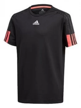 Adidas Boys Aeroready 3-Stripes T-Shirt - Black