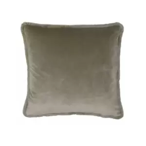 Riva Paoletti Freya Fringed Cushion Cover, Taupe, 45 x 45 Cm
