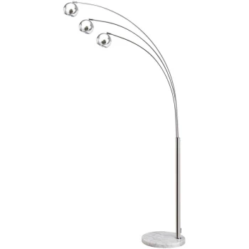 198cm 3-Branch Futuristic Floor Lamp Metal Frame w/ Marble Base Silver - Homcom
