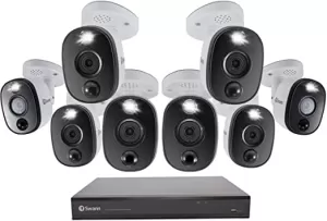 Swann CCTV System - 16 Channel 1080p DVR with 8 x 1080p Warning Light Bullet Cameras & 2TB HDD - works with Google Assi