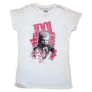Billy Idol - Rebel Yell Womens Large T-Shirt - White