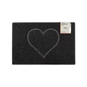 Oseasons Heart Small Embossed Doormat - Black