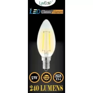 Lyveco SES Clear LED 2Filament 240Lumens Candle 2700K 2 Watt