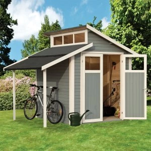 Rowlinson 7 x 10 Skylight shed with Lean-To - Painted Light Grey