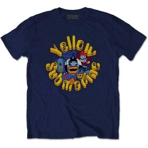 The Beatles - Yellow Submarine Baddies Mens Large T-Shirt - Navy Blue