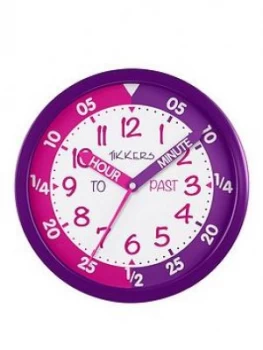 Tikkers Time Teacher Wall Clock ; Pink And Purple