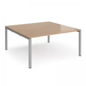 Adapt square boardroom table 1600mm x 1600mm - silver frame and beech