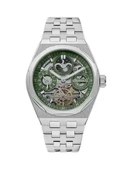 Ingersoll 1892 The Broadway Automatic Mens Watch Green Dial and Silver Bracelet, Silver, Men