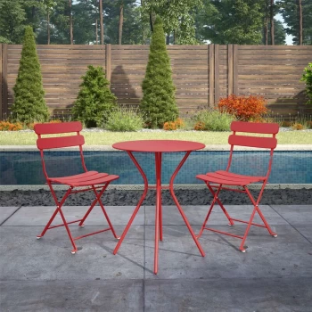 3 Piece Bistro Set Outdoor Patio Garden Dining Table & Chairs Red - Cosco