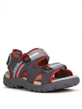 Geox Boys Strada Sandals - Grey/Red, Size 2.5 Older