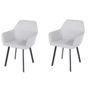 Core Products Aspen Grey Faux Leather Upholstered Armchairs With Black Metal Legs (Pair)
