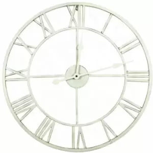 Charles Bentley Round Skeleton Clock with Roman Numerals Antique Cream 80cm - Cream